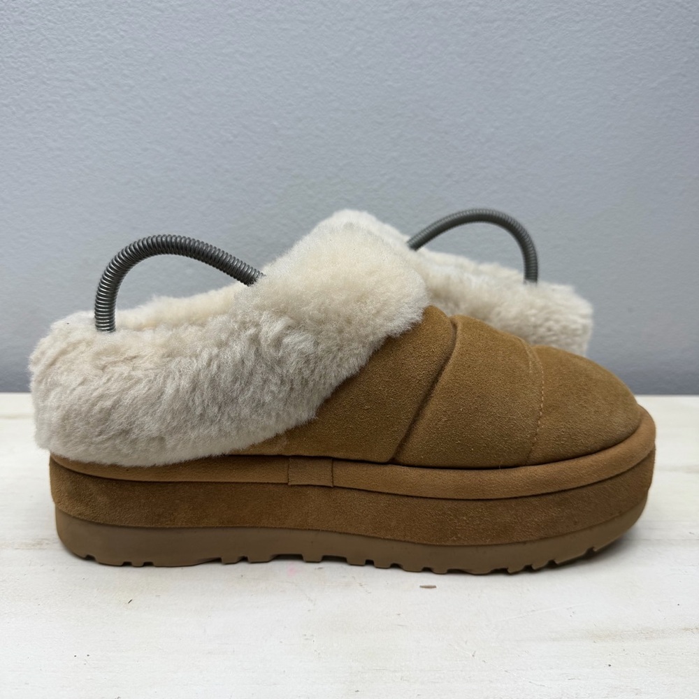 Ugg Brown Suede Tazzlita Platform Slippers Size 10 - Picture 2 of 10